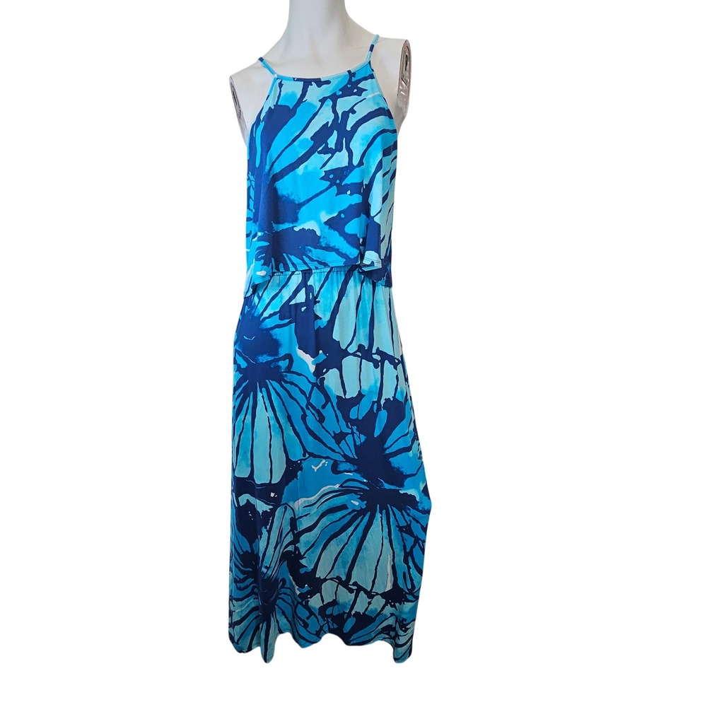 Lilly Pulitzer‎ Levine Maxi Dress In Sparkling Blue Get Inky Size Large